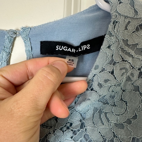 Sugar + Lips Blue Lace Long Sleeve Mini Dress Women Size XS - Picture 3 of 4